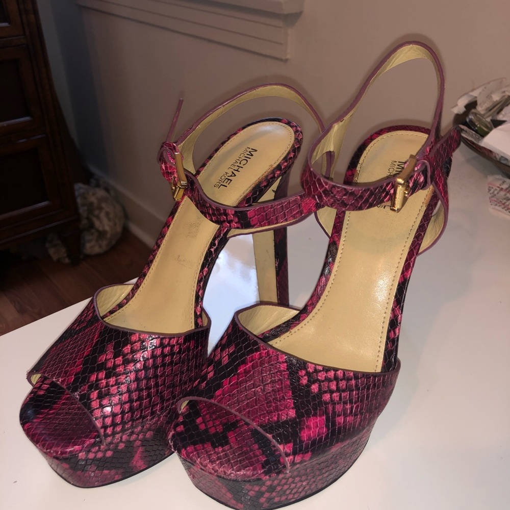 Michael by Michael Kors Pink Snakeskin Heels